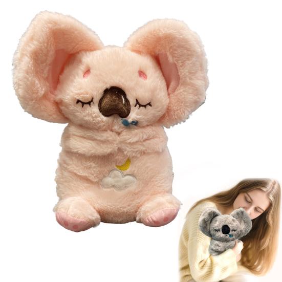 Baby Koala Plush Sensory Toy Anxiety Relief Stuffed Animal 5-Speed Breathing Light & Moving Ears Machine Washable Doll with Soothing Music
