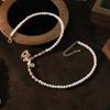 GLSEEVO Natural Freshwater Pearl Pink Rocking Horse Necklace for Women Birthday Gift Pink Crystal Beads Choker Dainty Jewelry