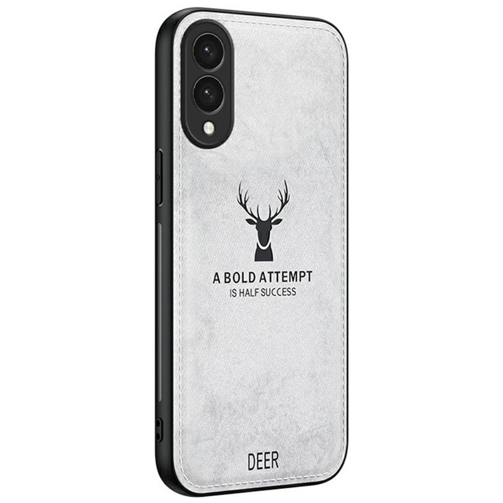 

For Samsung Galaxy S25 Edge Case Deer Pattern Cloth Texture PU+PC+TPU Phone Cover Grey