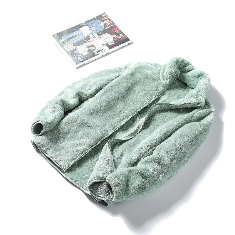 Double Face Long Pile Polar Fleece Jacket Unisex Autumn Winter Fleece Liner Coral Fleece Hoodie Thermal Plush Lined Thick
