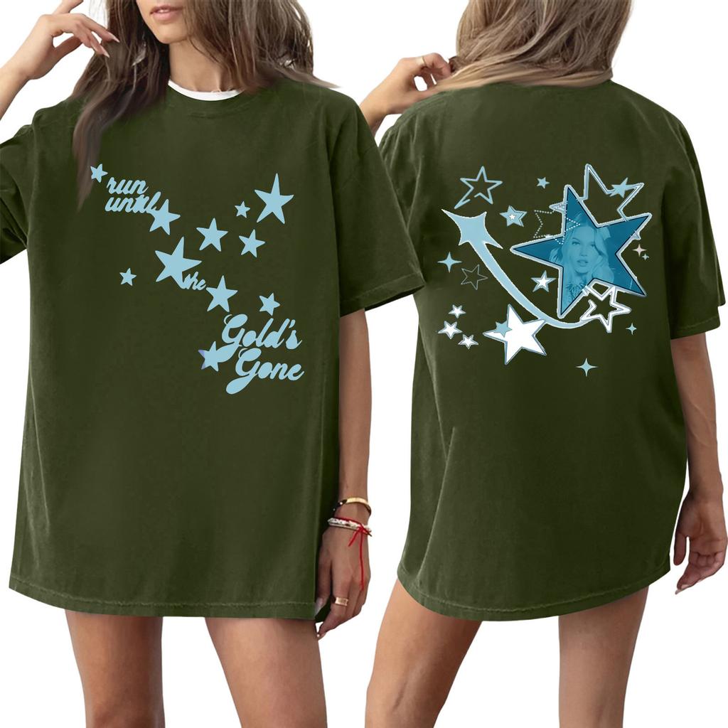 Women's Casual Printed Round Neck Pullover Short Sleeve Top