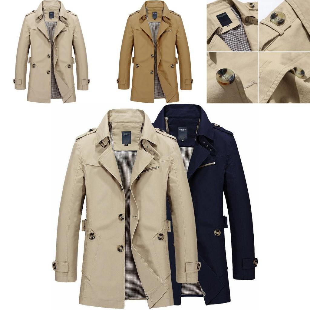 Herren Winter Mittellange Jacke Stilvoller Lässiger Übermantel Mit Reverskragen Und Epauletten-Design