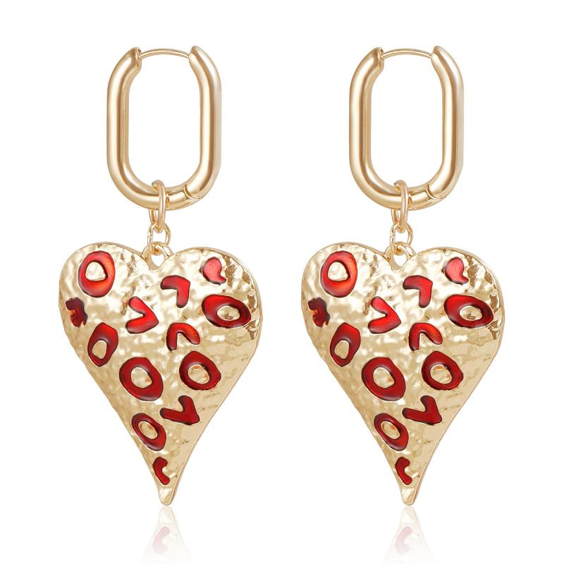 

European and American Personalized Creative Spot Gold Color Love Pendant Earrings, Women s Fashion Trendy Accessories Zircon