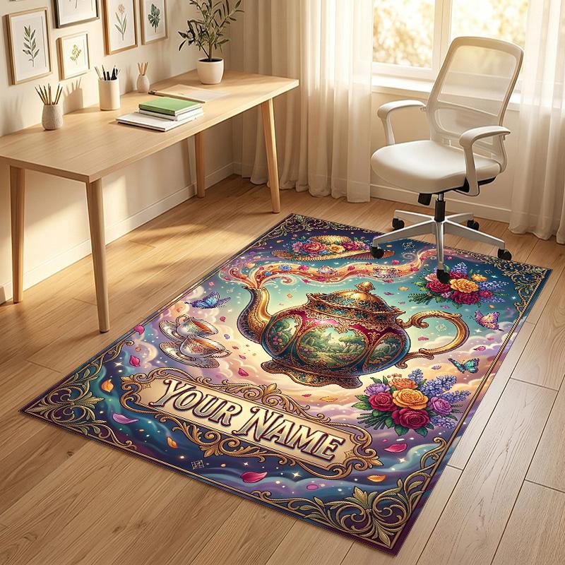 Sweet Treats Theme Soft Crystal Velvet Rug Custom Name & Text Print Non Slip Floor Rug for Bedroom Living Room