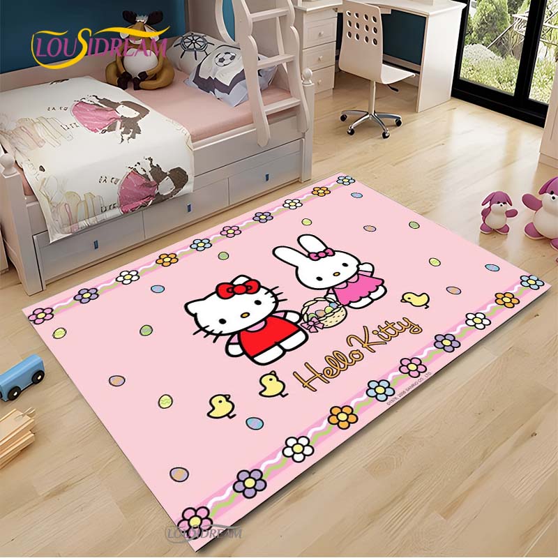 Hello Kitty kawaii Cartoon Anime Carpet for Living Room Bedroom Rug Kitchen Door Kids Un-slip Floor Mat Alfombra Birthday gift