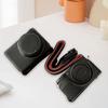 Vintage PU Leather Camera Bag Half Body Protective Cover with Strap for GR IIIx GR III GRIII GR3 Enhanced Grip Soft Lining 1Celsius4 Inch Thread Hole
