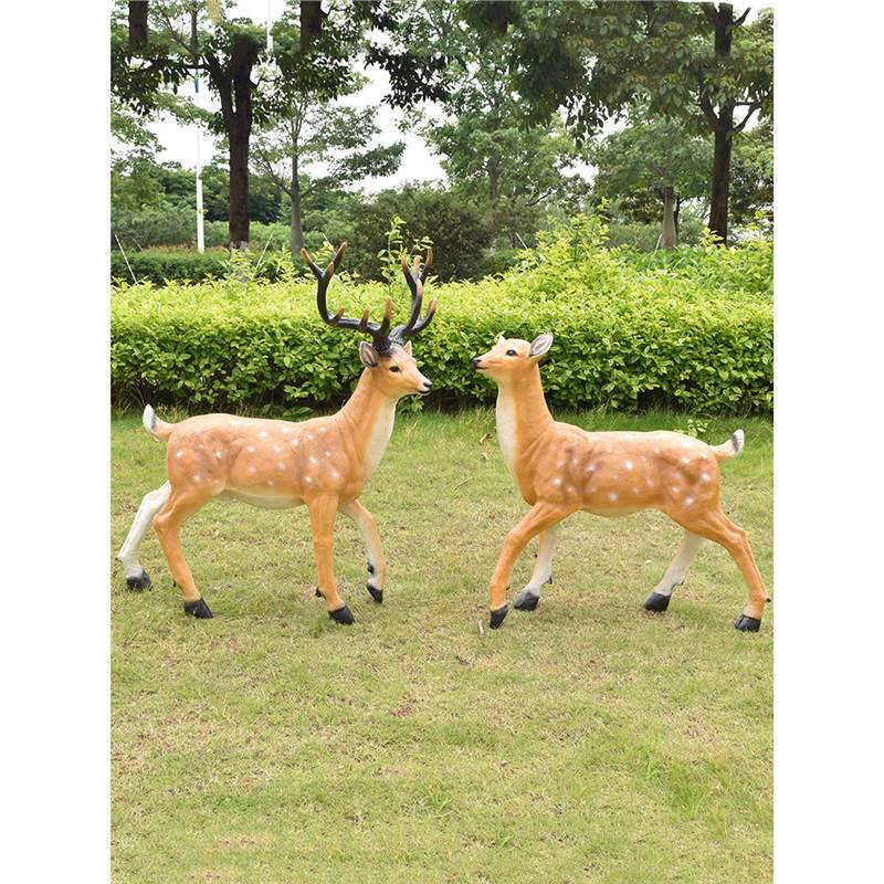Luminous Fiberglass Sika Deer Sculpture for Garden Lawn Decoration