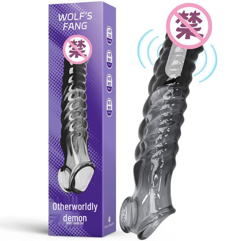 Seniubaby Men's Crystal Wolf Tooth Vibrating Sleeve - Extended and Thickened Adult Toy
