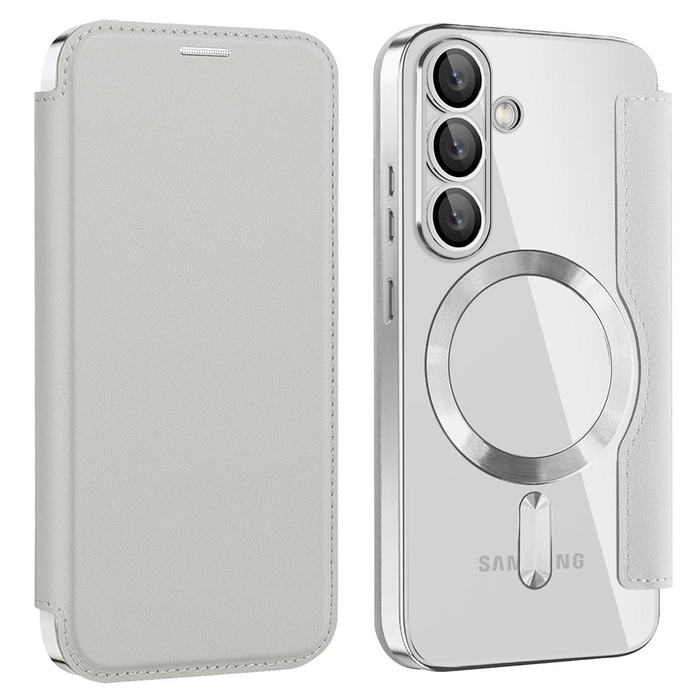 For Samsung Galaxy S25 Case Compatible with MagSafe RFID Blocking Leather Phone Cover