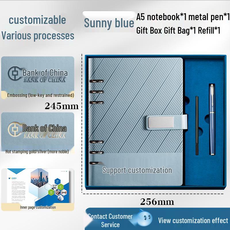 Custom A5 Ring Binder Notebook Gift Set with Logo - Holiday Souvenir Box