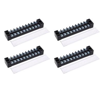 4 Pcs Terminal Block 15A 600V Dual Row Screw Terminal Barrier Strip for Bridge Lighting Tunnel Power Distribution 10