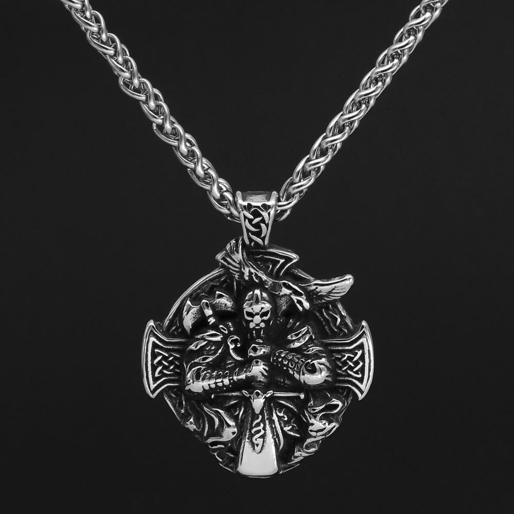 

Новый воин викингов из нержавеющей стали Odin Riding Crow Hammer ожерелье для мужчин и женщин ювелирные изделия в подарок