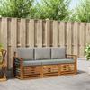 Outdoor Sofa Set 3 Piece Natural and Light Grey Solid Acacia Wood