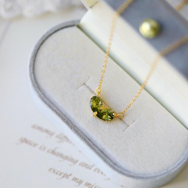 

S925 Sterling Silver Green Sprout Heart Pendant Necklace for Women 925 Silver