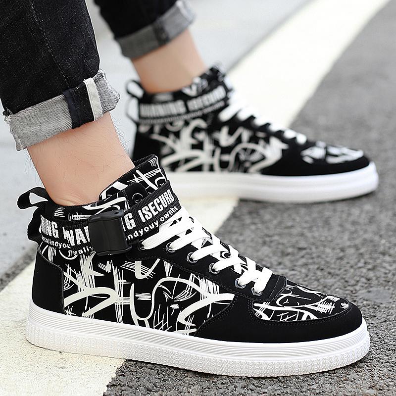 Fashion Classic Skateboard Sneakers Men Spring Comfortable Shoes for Men Graffiti Sport Shoes High-top Walking Jogging Shoes