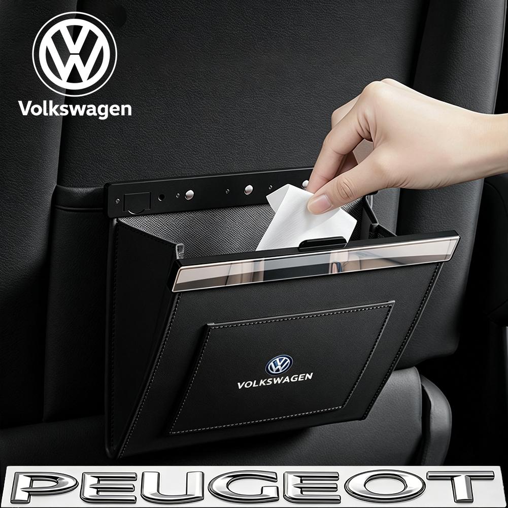 Car Collapsible Trash Bag Auto Backseat Garbage Accessories For VW Golf T‑Roc Tiguan Polo Passat T‑Cross Taigo ID.4 ID.7 Atlas