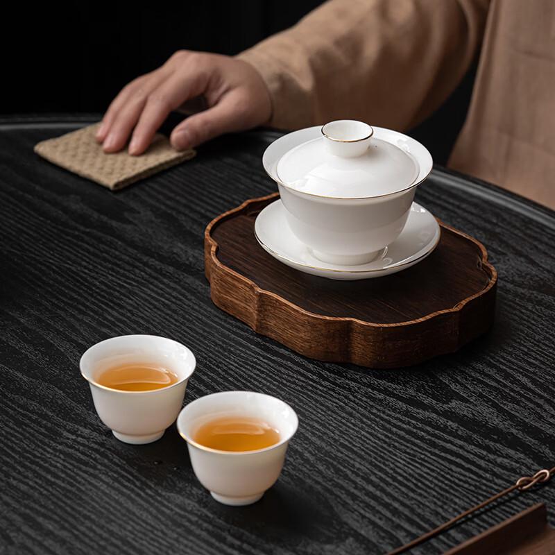 Sushic Ceramic Gilded Sancai Gaiwan Tea Set