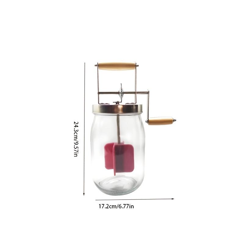 1000ml Manual Butter Churner with Wooden Handle,Stainless Steel Gear Design, Easy to Use Kitchen Gadget for Homemade Butter, Cheese, and More