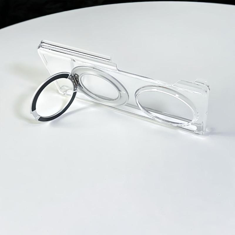 For Vivo X Fold 5 Case Magnetic 360° Ring Ice Crystal Transparent Back Cover Equipped With Central Hinge Protection Shell
