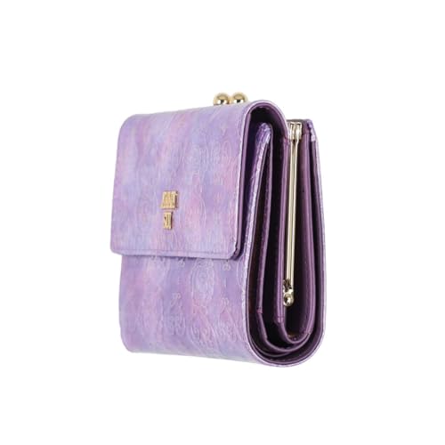 ANNA SUI Rose Heart Clasp Bifold Wallet [New Color] Women's Wallet with Bill Compartment and Card Slots, Large Capacity, Clasp Closure, 317985, Purple