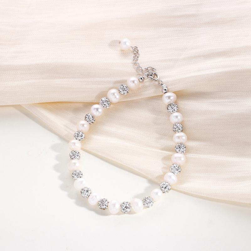 Bright Pearl Bracelet Women's Fashion Light Luxury Flash Diamond Freshwater Pearl High-end Design Bracelet