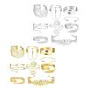 Assorted Open Cuff Bracelet Set, 8 Metal Arm and Wrist Accessories with Mixed Leaf, Wire and Chain Design Details