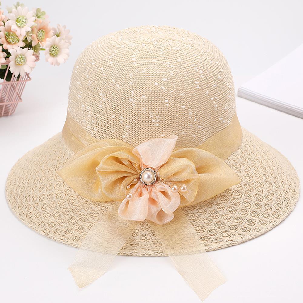 2024 Summer Sun Protection Hat Ladies Panama Caps Women Straw Hat Sun Hats Wide Brim Beach Cap Girls Bowknot Ribbon Outdoor