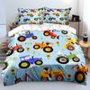 Colorful Tractors With Animals Bedding Set For Kids Luxury Gift 3Pcs Digital Print Comforter Set Soft Comfortable Breathable