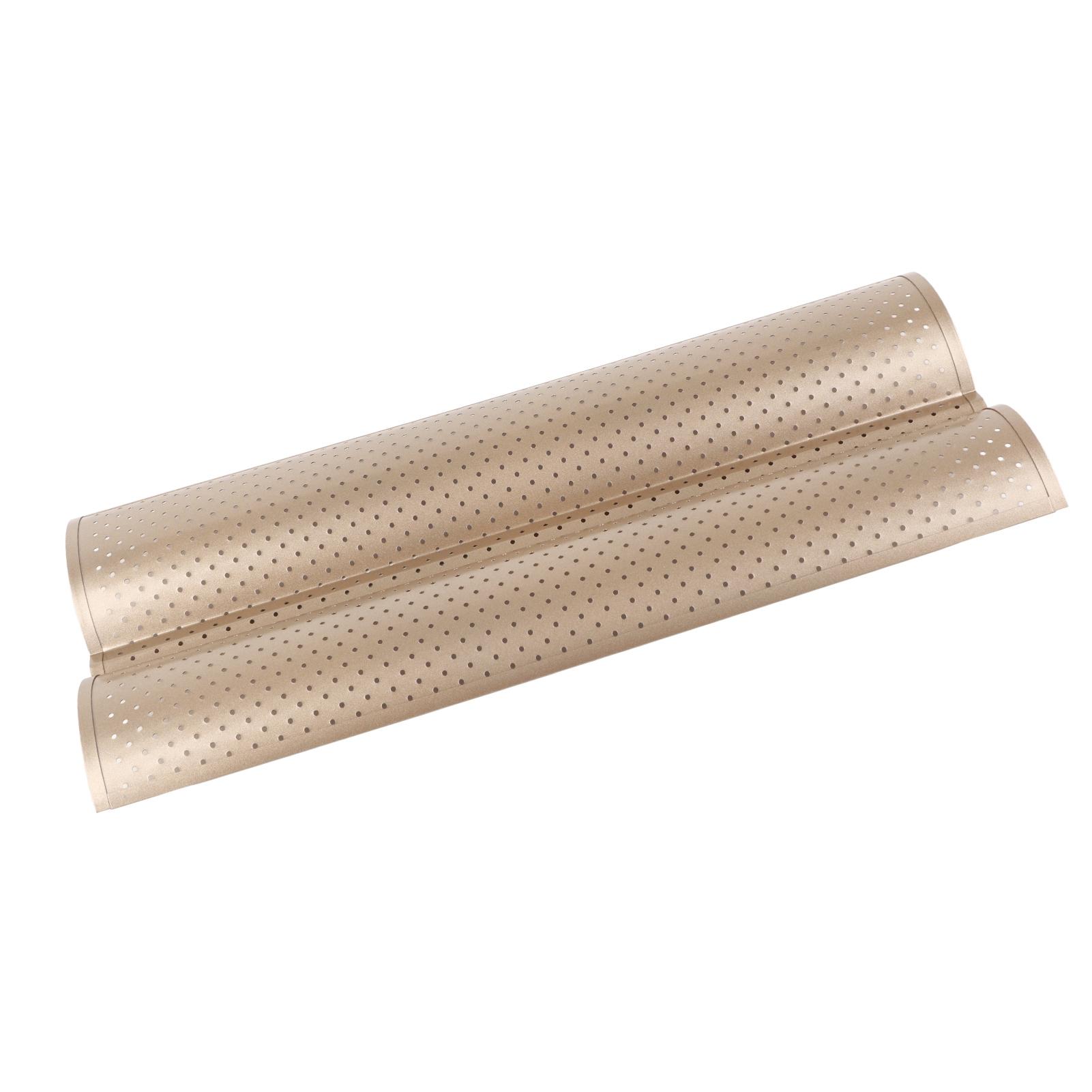 

Baguette Pan 2 Slots Nonstick Food Grade Carbon Steel Perforated Design French Baguette Baking Pan for Home Baguette