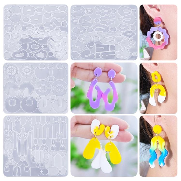 4Pcs Earrings Silicone Mold Crystal Epoxy Resin Mould Irregular DIY Ear Drops