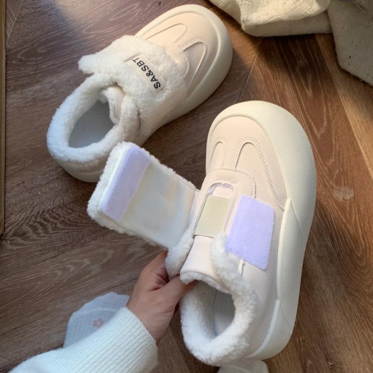 

Ван Гоши дофаминовые туфли из сладкого бархата, женские зимние новинки, модные нишевые повседневные кеды на платформе 35 белый