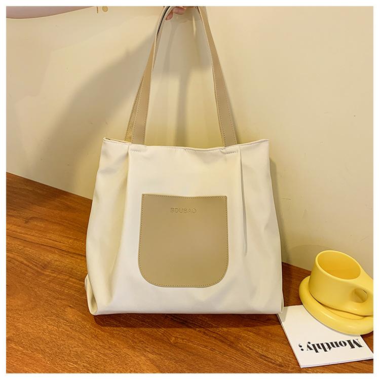 Leisure Large Capacity 2025 Early Autumn New Simple Solid Color Shoulder Canvas Light Travel Tote Bag Women