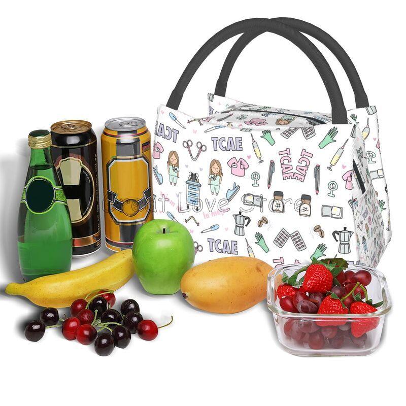 Doctors Nurse Print Thermal Lunch Bag Women Portable Insulated Cooler Bag for Picnic Work Reusable Packed Lunch Box Bags