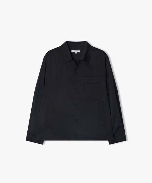 River Classy [24Fw] Lkf32410 Black Open Collar String Shirt Black/100