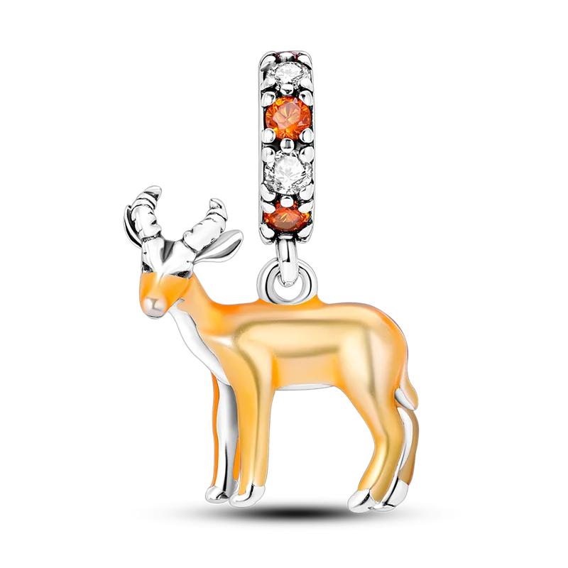 925 Sterling Silver Beads Yellow Moon Sunflower Butterfly Giraffe Beads Pendant Charms Fit 4mm Aperture Bracelet Jewelry Making