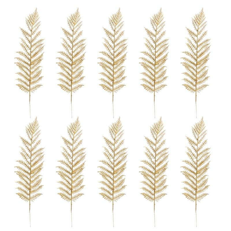 10Pcs Realistic Artificial Leaf Decorative Golden Leaves For Vase Arrangements Wedding Party Spring Festival Decoration