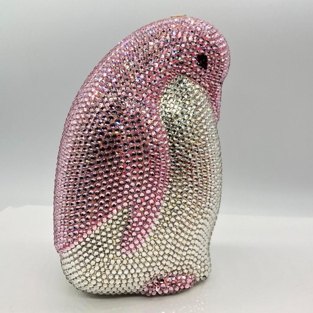 

Peguin Clutches Full Diamond Bling Sparkling Lady Purse For Wedding Bridal Crystal ClutchLuxury Women Rhinestone Mini Minaudiere 17cmX11cmX7cm
