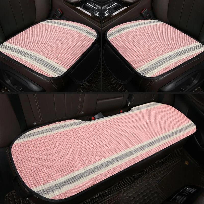 Summer Car Seat Cushion Cooling Pad - Ice Silk Breathable Anti-Slip 3-Piece No-Binding Comfort for Hot Weather Car Seat Covers