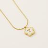 Stainless steel five-leaf clover 18K letter necklace high sense 26 shell letter pendant jewelry