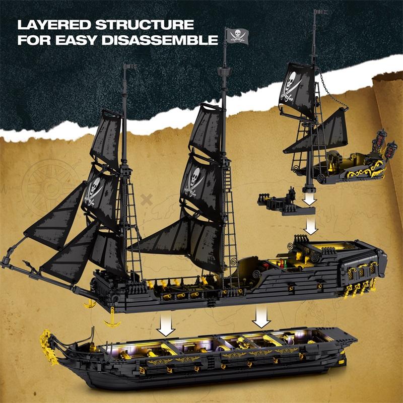 4304PCS Black Pearl Pirate Ship Model Building Blocks Movie Skeleton Adventure Boat Assembly Bricks Set Kids Toys Birthday Gifts