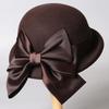 French bow wool felt hat bucket hat autumn and winter elegant small fragrant basin hat British top hat female
