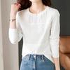 Navava Women Flower Embroidery Round Neck Long Sleeve T shirT nT3201
