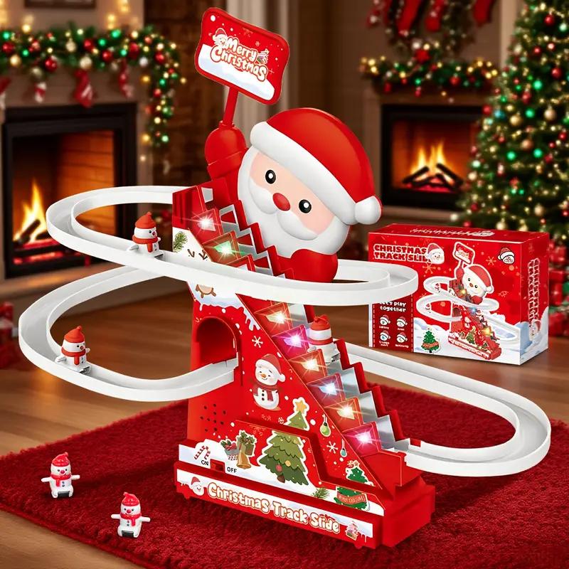 Christmas Santa Electric Toy Car - Battery Operated Fun Slide Track Car for Kids