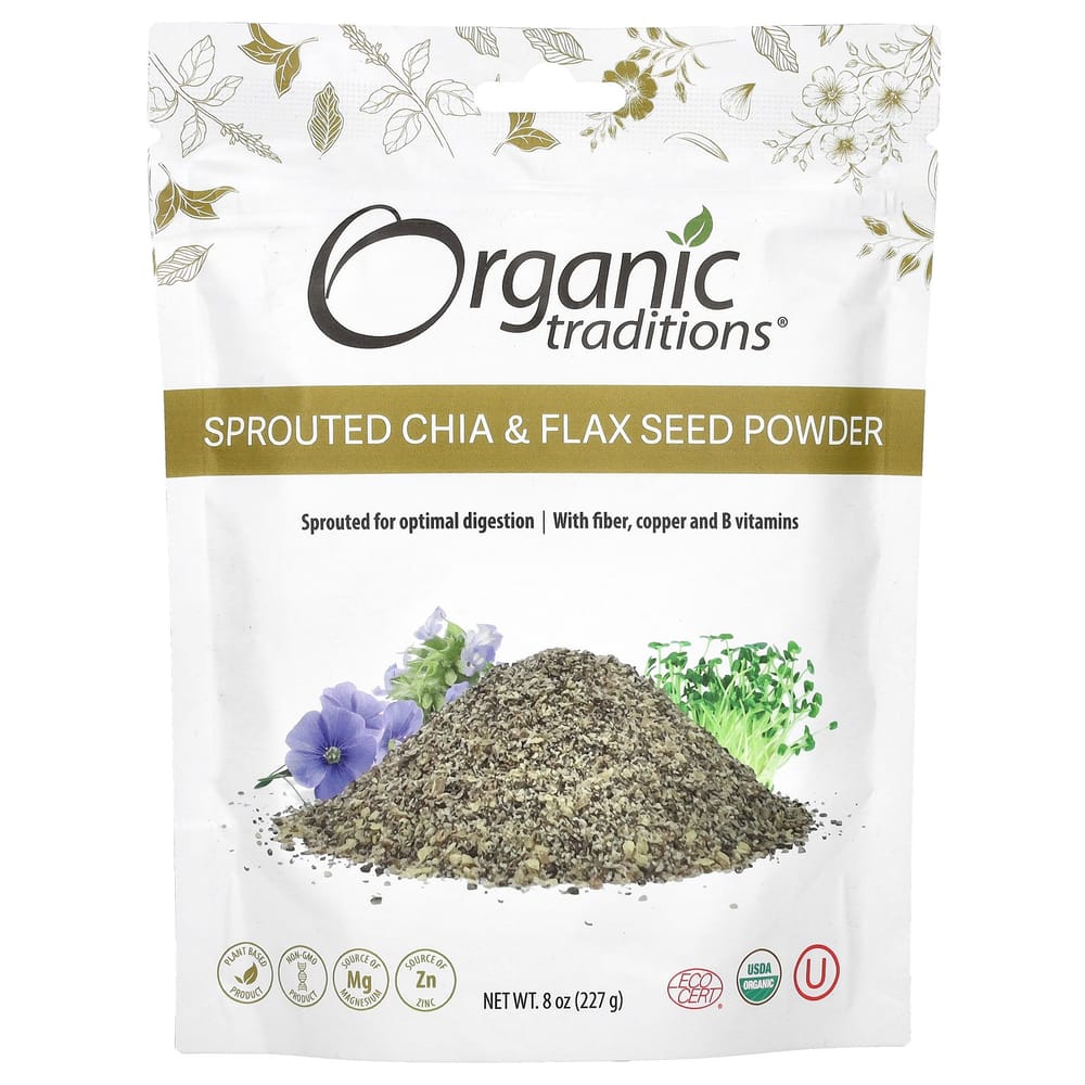 Organic Traditions Sprouted Chia & Flax Seed Powder 227g (8oz)
