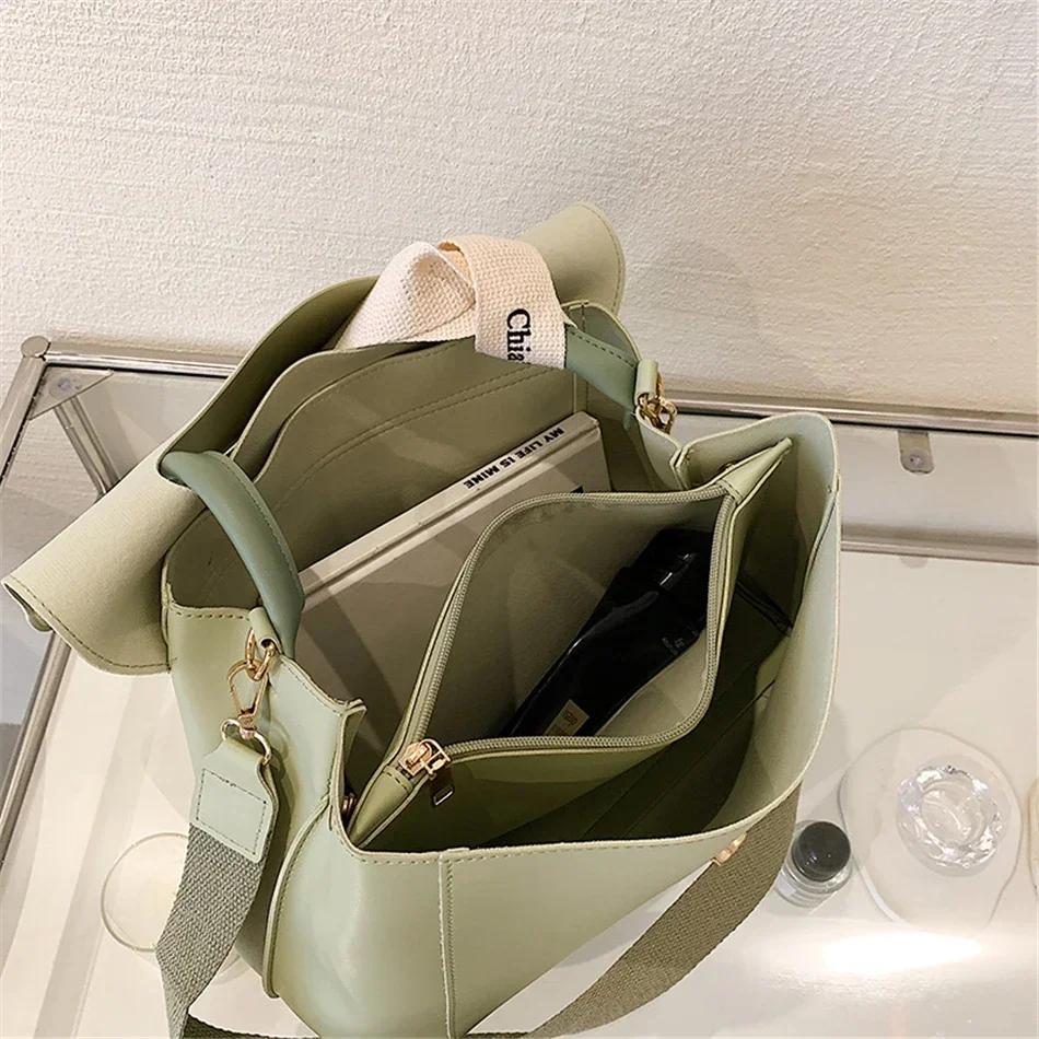 Large Capacity Women's Designer Luxury Tote Bag Pu Leather Shoulder Crossbody Bag for Women Fashion with Ribbons Bags and Bags