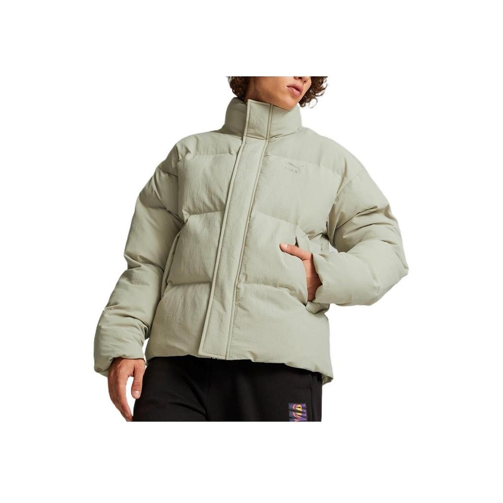 Puma Embroidered Logo Zip-Up Cotton Jacket Men Outerwear Green 535573-68