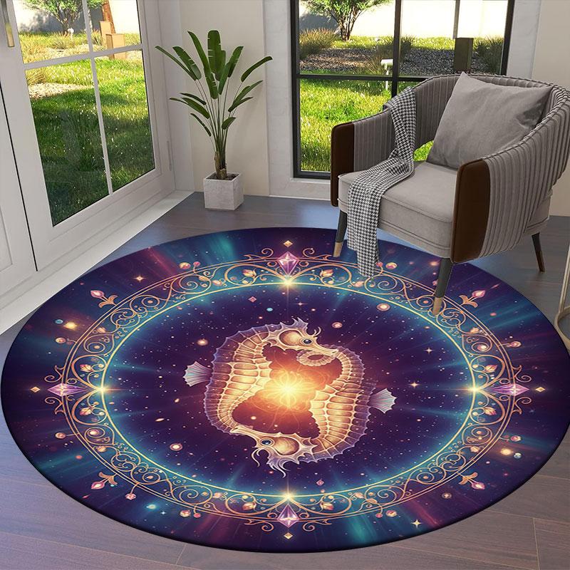 Star Animals Round Area Rug,Carpet Rug for Living Room Bedroom Sofa Playroom Decor,Non-slip Floor Mat