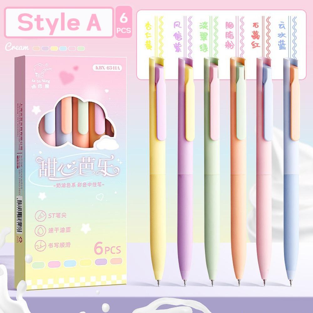 

6PCS/Set Retractable 0.5mm Color Ink Colored Gel Pen Fine Point Smooth Writing Ball-point Pen Press Type Writing Pens Students