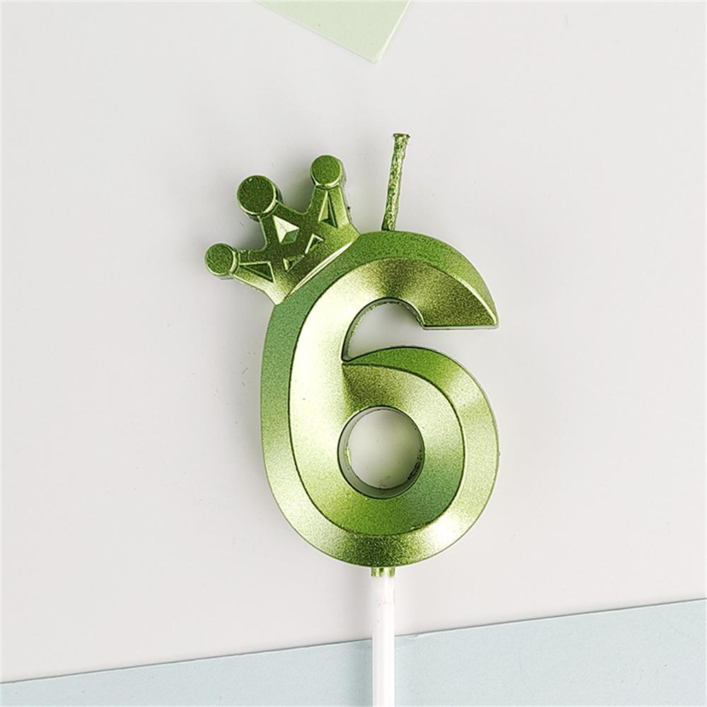 Green Crown Numbers Cake Candles 0 1 2 3 4 5 6 7 8 9 Topper For Wedding Birthday Party Supplies Decoration DIY