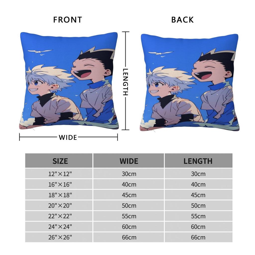 Y2K Bed HXH Gon And Killua HunterDecor Pillowcase Stuff Pillow Covers Zippered Multiple Sizes
